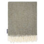Luxury 100% Shetland Wool Herringbone Blanket Green, thumbnail 2 of 3