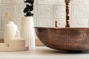 Hammered Solid Copper Vessel And Drop In Sink, Artisan Kitchen And Bathroom Basin, 4 of 7