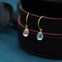 Moonstone Droplet Drop Hook Earrings Sterling Silver, thumbnail 6 of 12