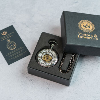 Steampunk Pocket Watch Silver; The Milburn, 2 of 8
