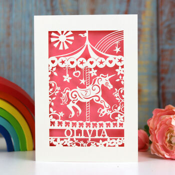 Personalised Papercut Merry Go Round Card, 3 of 7