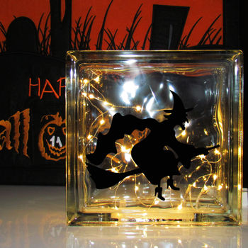 Halloween Witch Light Up Glass Block, 3 of 5