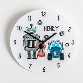 Robot Themed Personalised Bedroom Clock, 2 of 3