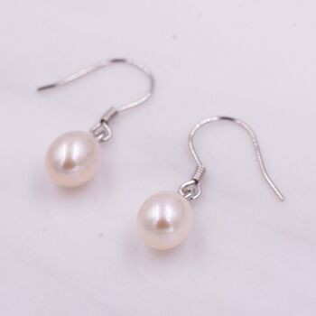 Freshwater Pearl Drop Hook Earrings In Sterling Silver, 7 of 12