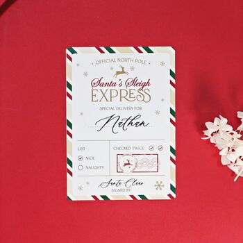 Personalised Santa Claus Shipping Postage Label North Pole Delivery Mail For Christmas Present Gift, 4 of 5
