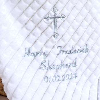 Personalised White Embossed Christening Blanket, 3 of 8