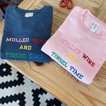 Mulled Wine And Tinsel Time Christmas Jumper Sweatshirt, 5 of 6
