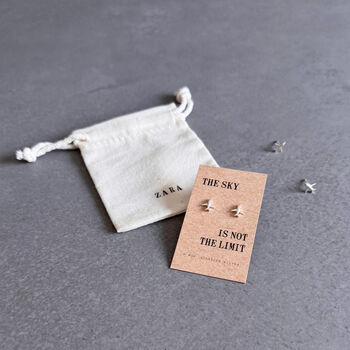 Sky Is Not The Limit Sterling Silver Airplane Earrings, 2 of 7