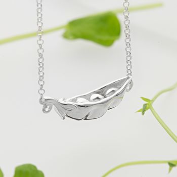 Personalised Sterling Silver Peas In A Pod Necklace, 3 of 5