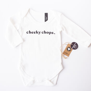 'Cheeky Chops' Organic Baby Grow, 2 of 4