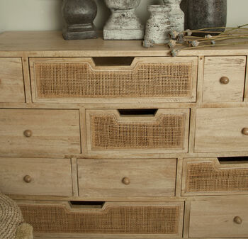 Natural Rattan And Mango 12 Drawer Chest Of Drawers, 3 of 5