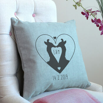 Personalised Giraffes Kissing Piped Cushion, 4 of 4