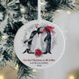 Personalised Last Christmas As Mr And Miss Ceramic Penguin Bauble, thumbnail 1 of 2