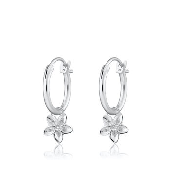 Forget Me Not Flower Charm Hoop Earrings, Sterling Silver Or Gold Plated, 7 of 7
