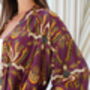 Maroon Unisex Batik Silk Blend Kimono Robe Jacket, thumbnail 6 of 7