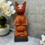 32cm Handcarved Lotus Yoga Cat Wooden Ornament Decor, thumbnail 10 of 12