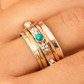Rajput Empowerment Turquoise And Pearl Spinning Ring, 2 of 11