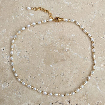 Nina Tiny Pearl And Bead Anklet, 2 of 3