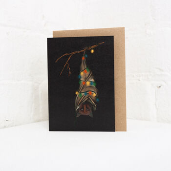 Bat With Lights Gothic Christmas Card, 3 of 3