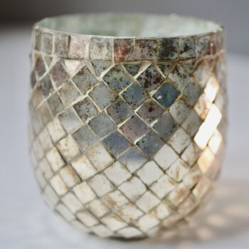 Mosaic Mirror Antiqued Silver Jar, 2 of 8