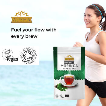 Organic Moringa Loose Leaf Tea 100g Immunity Wellbeing UK Certified Organic By Soil Association, 3 of 12