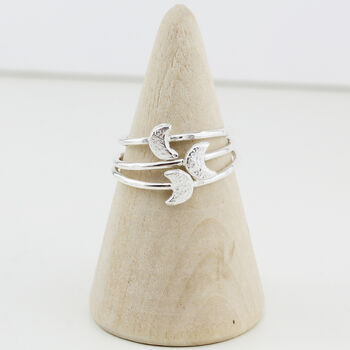 Sterling Silver Mini Moon Charm Ring, 3 of 5