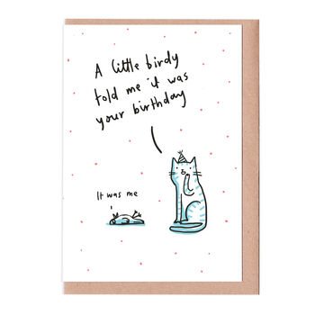 Little Birdy Told Me Cat Birthday Card, 2 of 2