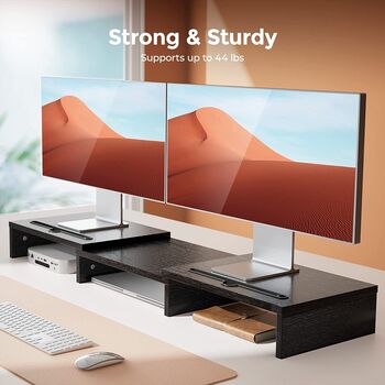 Adjustable Dual Monitor Riser Swivel Angle Desk Stand, 2 of 12