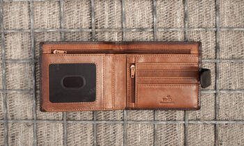 Personalised Dark Brown And Tan Leather Wallet Rfid, 5 of 8
