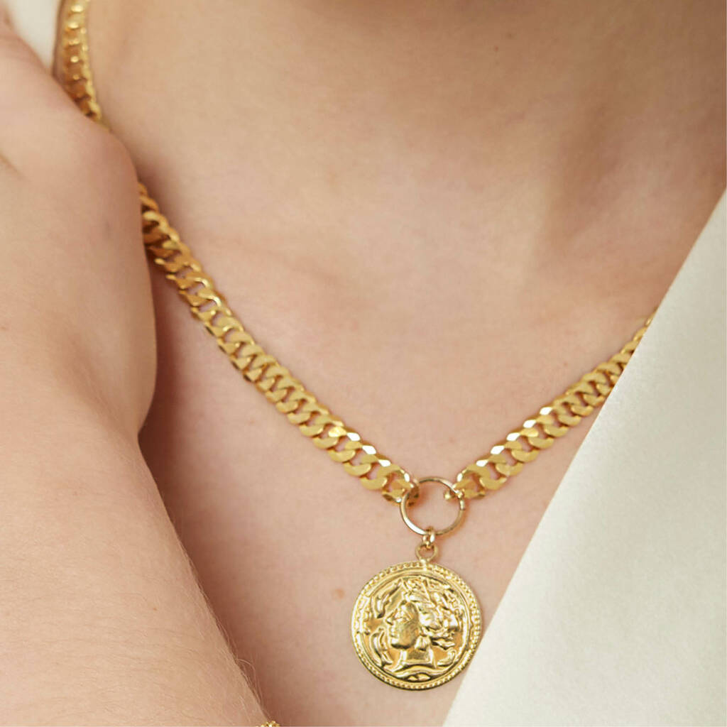 Jackson Coin Gold Plated Silver Necklace With Toggle, 1 of 2