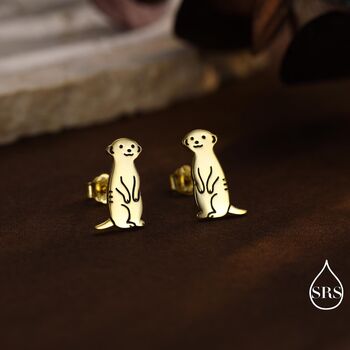 Sterling Silver Tiny Meerkat Stud Earrings, 4 of 12