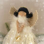 Gold Dark Haired Light Up Tree Topper Angel Decoration, thumbnail 2 of 11