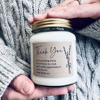 Personalised 'Thank You' Message Scented Soy Candle, 2 of 7