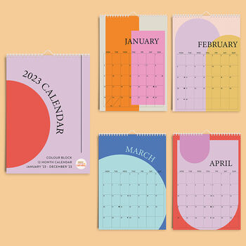 2023 Colour Block Wall Calendar | A4 Hanging Calendar, 6 of 12