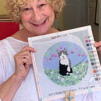 ‘Socks Clinton’ Cat Pawtrait Needlepoint Canvas Kit, 6 of 6