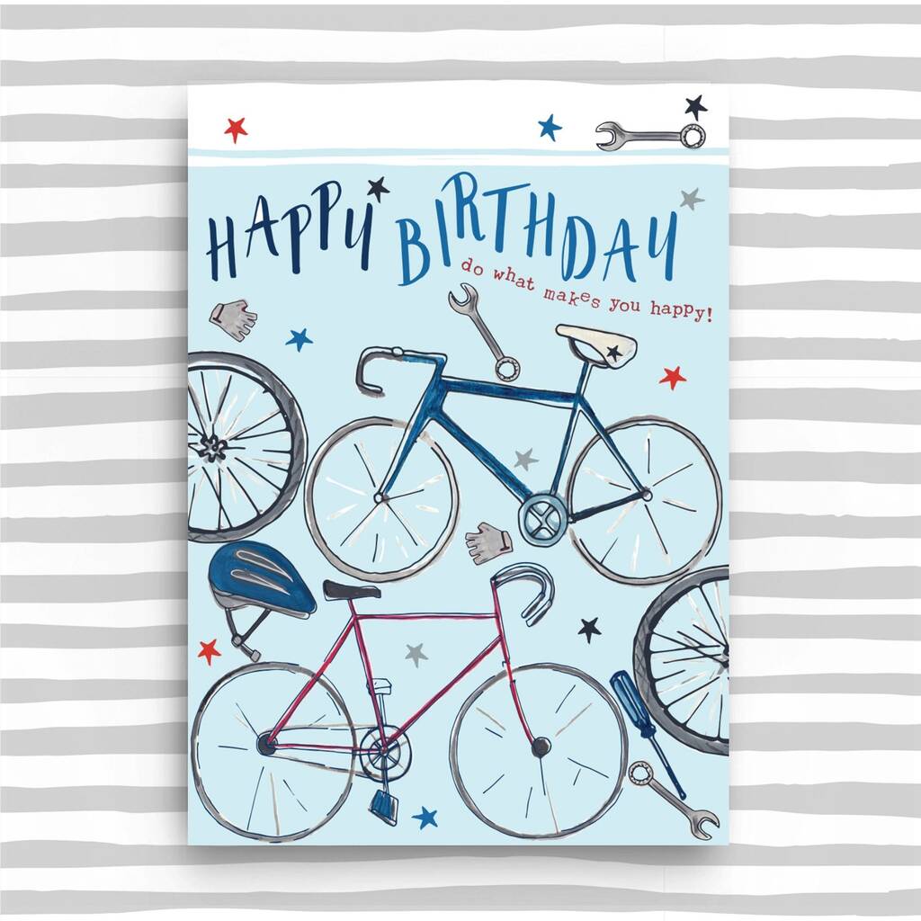 Birthday Card For Him Cycling Biking Theme By Molly Mae 