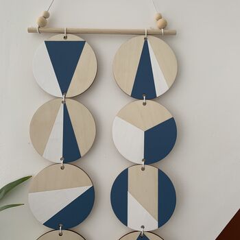 Blue And White Geometric Plywood Wall Hanging Art, 7 of 8