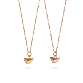 Tiny Bird Charm Necklace Gold Or Rose Gold Vermeil, 2 of 7