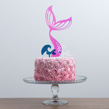 Mermaid Tail And Waves Party Cake Topper Set, 2 of 8