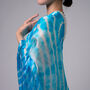 100% Mulberry Silk Scarf, Turquoise Blue Marbling In Gift Box, thumbnail 6 of 10
