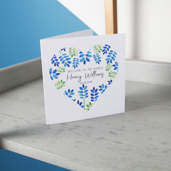 Personalised Floral Heart New Born Baby Card, 6 of 8