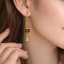 Gold Plated Rudraksha Drop Earrings, thumbnail 2 of 2