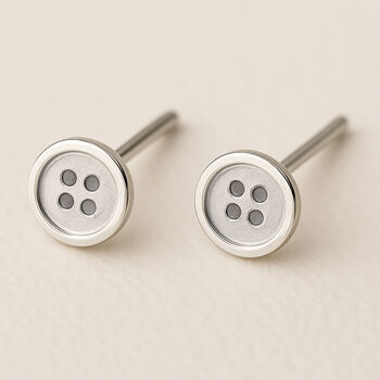 Sterling Silver Sewing Button Stud Earrings, 4 of 6