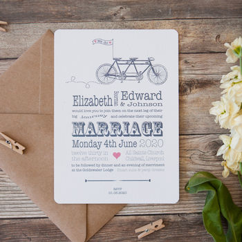 Bicycle Made For Two Wedding Stationery, 3 of 9