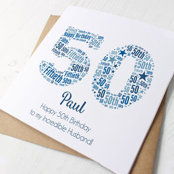 Blue Star Personalised 50th Birthday Card, 3 of 5