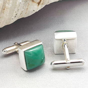 Jade Sterling Silver Cufflinks, 2 of 3