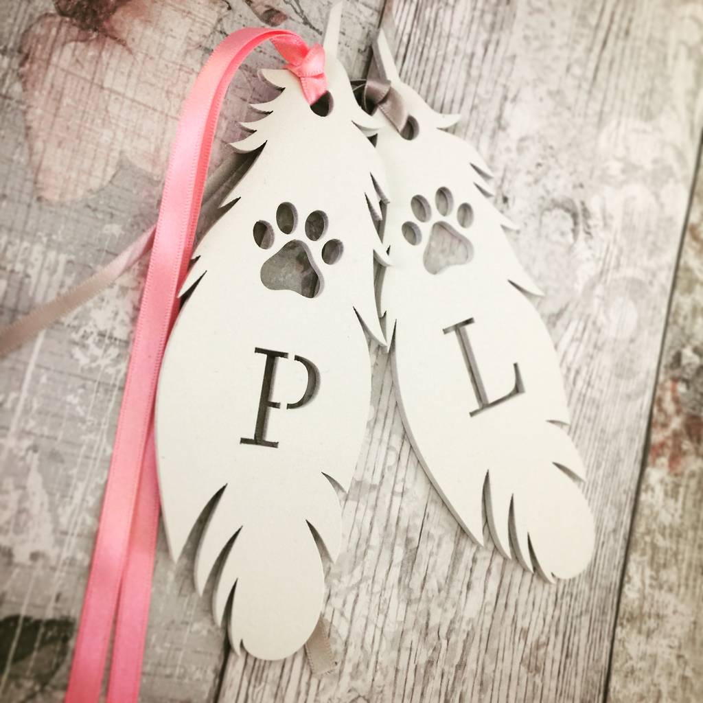 Personalised Pet Lrg White Feather Memorial, 1 of 2
