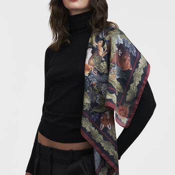 Winter Solstice Tales Green Square Scarf, 3 of 9