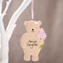 Personalised Bear With Bouquet Hanging Decoration, thumbnail 1 of 2