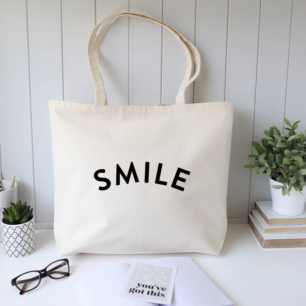 Smile Reusable Eco Friendly Shopping Bag, 1 of 3